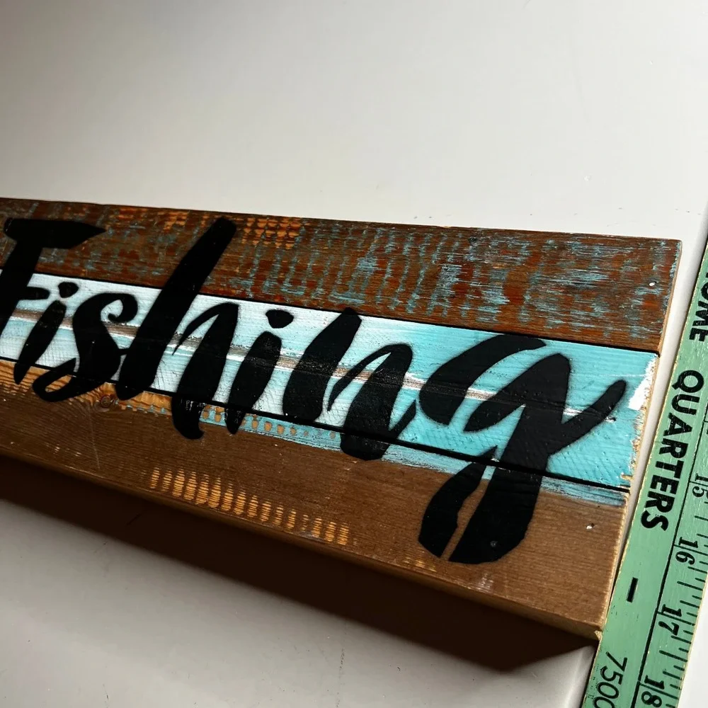 Sweet Bird & Co‎ Gone Fishing Reclaimed Wood Wall Art Sign Rustic Cabin Decor